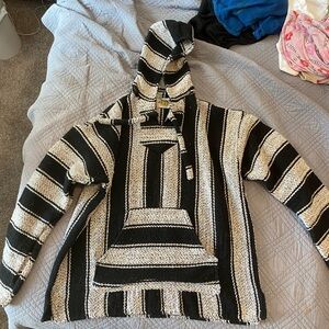 Black and White Striped drug rug. Size XL.